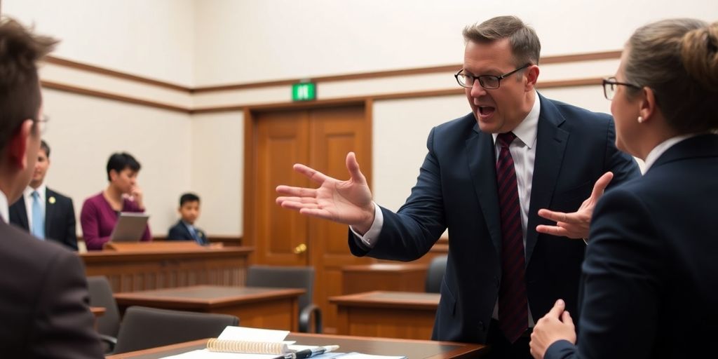 Lawyer passionately advocating for a trip and fall case.